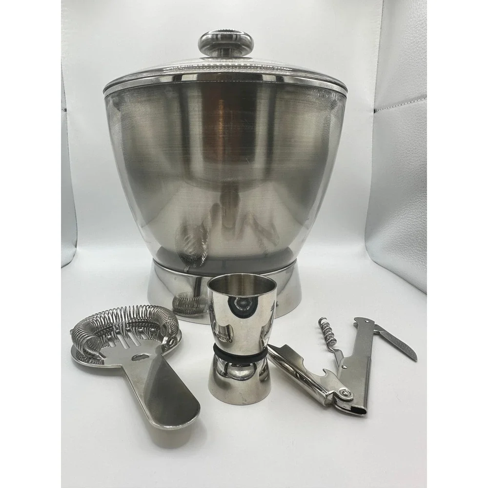 Oneida Stainless Steel Ice Bucket w/ Lid and‎ Accessories Double Wall Insulated